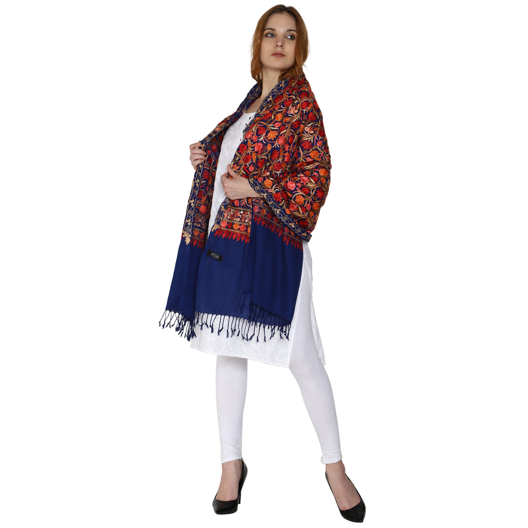 Women's Aari Embroidered Wool Stole