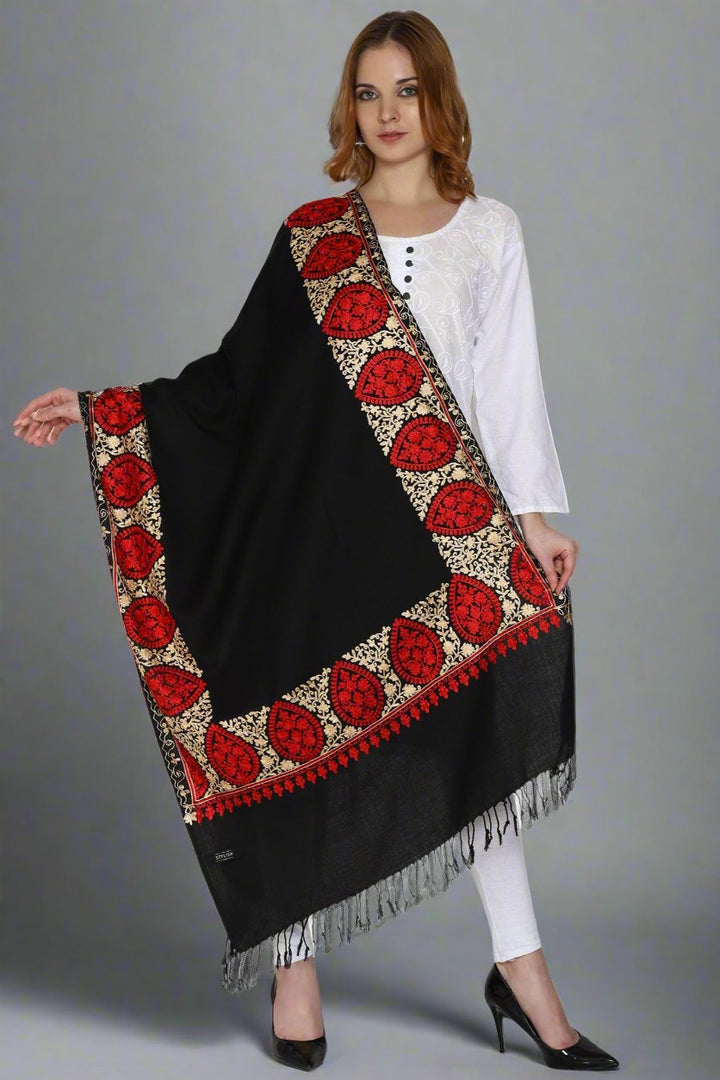 Women's Aari Embroidery Wool Stole