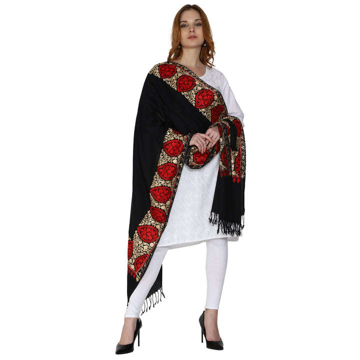 Women's Aari Embroidery Wool Stole