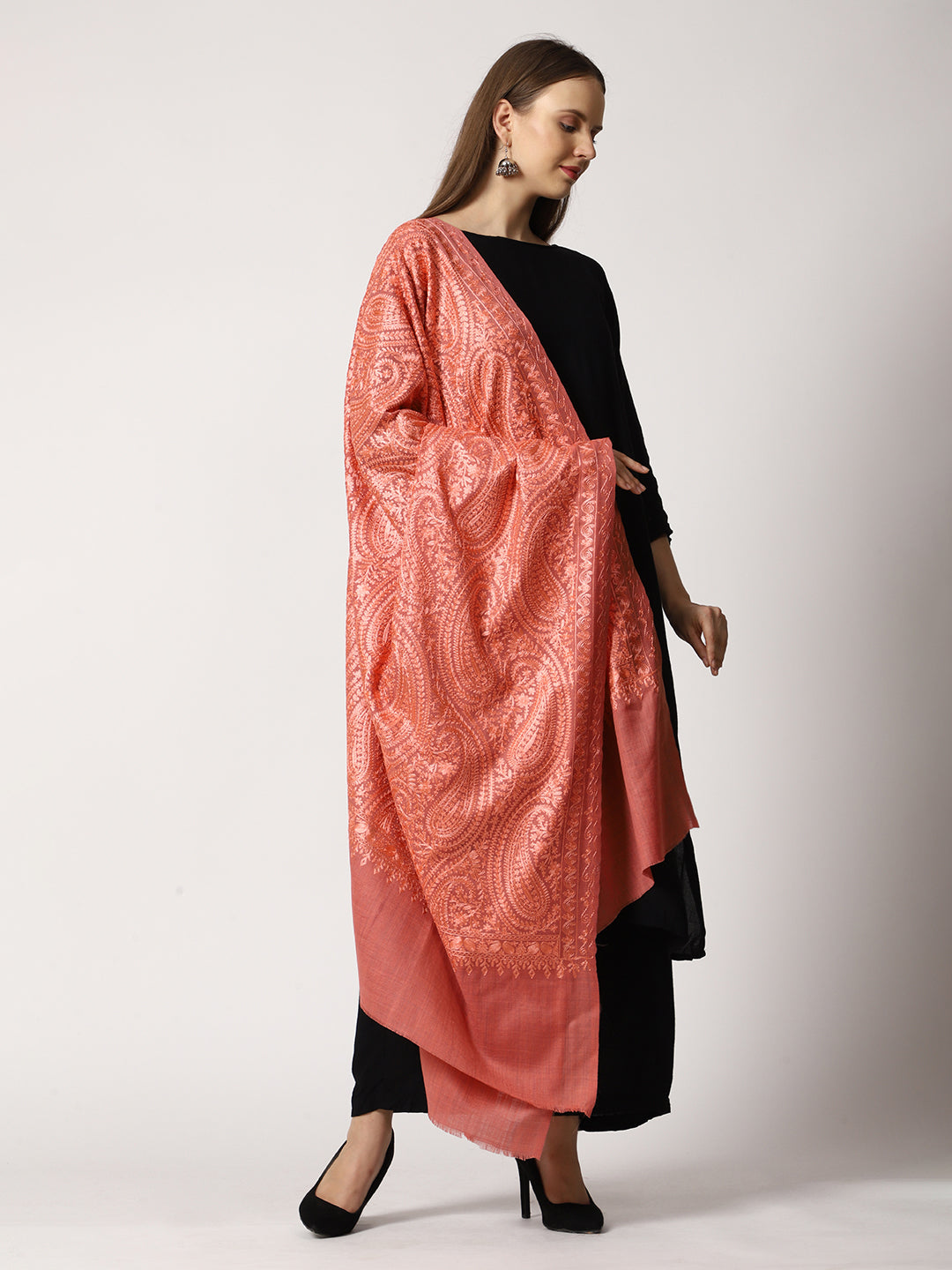 Women's Aari Embroidered Wool Shawl