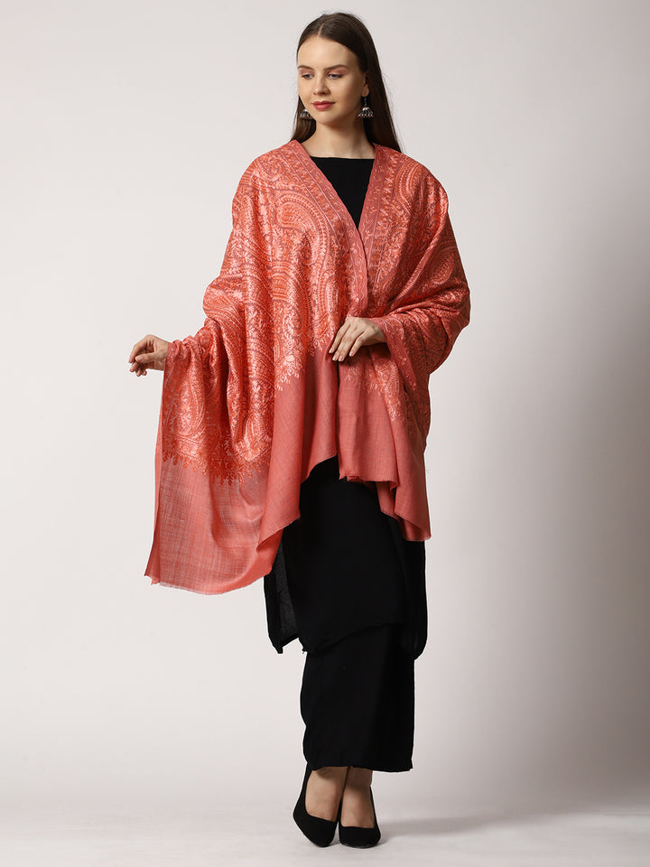 Women's Aari Embroidered Wool Shawl