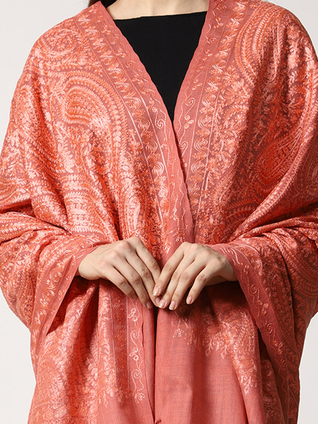 Women's Aari Embroidered Wool Shawl