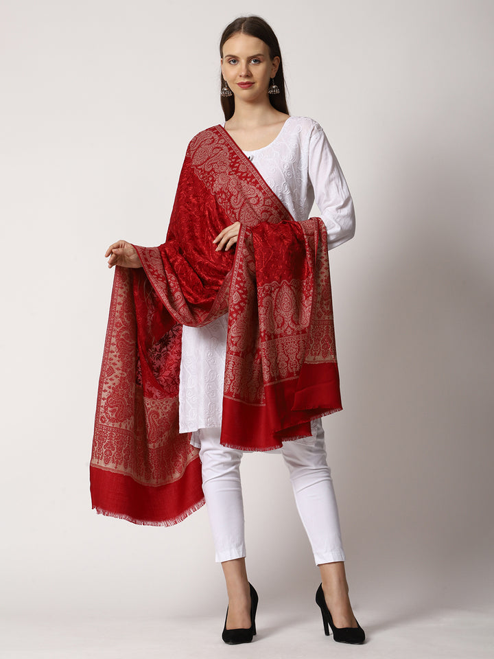 Women's Jamawar Aari Embroidered Wool Shawl