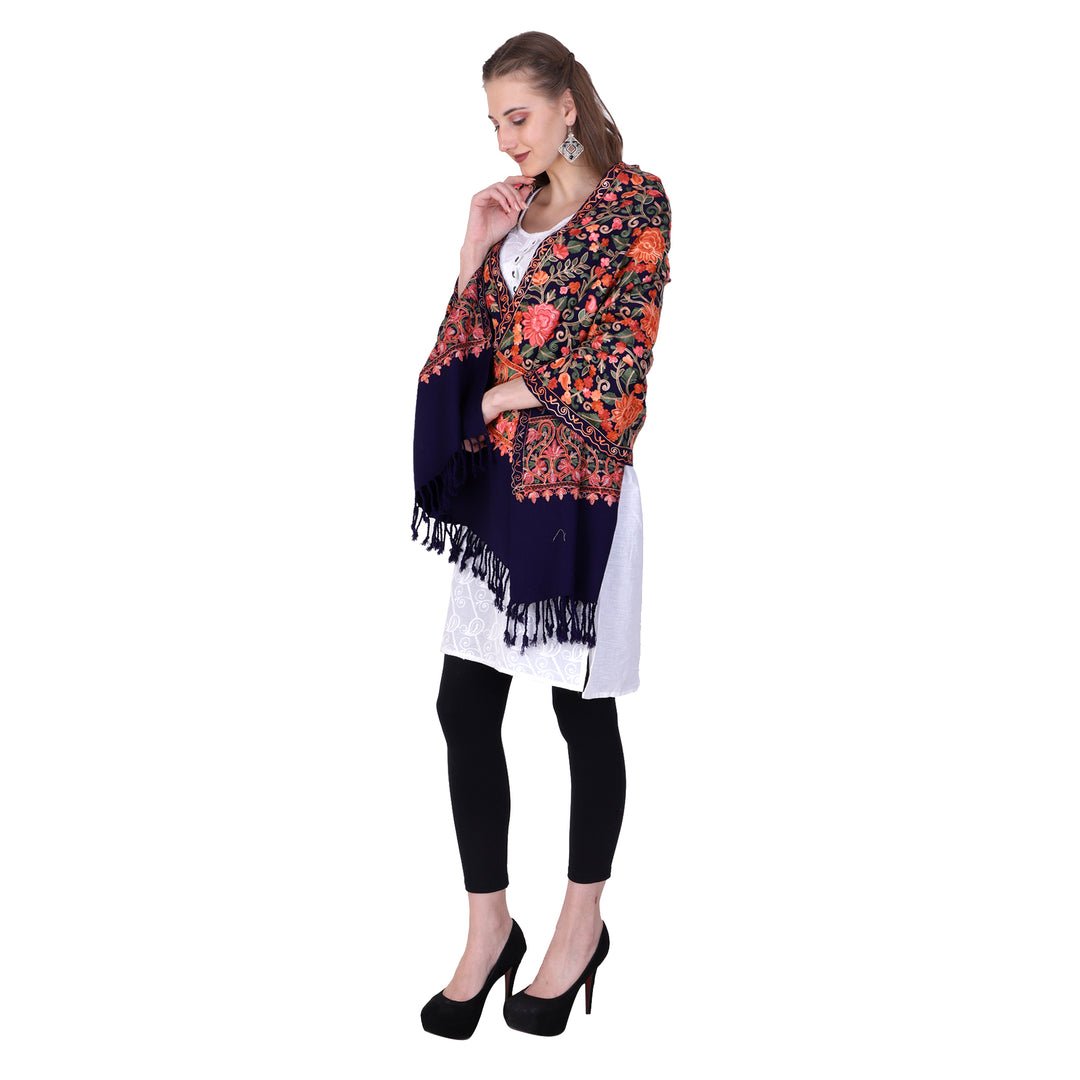Women's Aari Embroidered Wool Stole