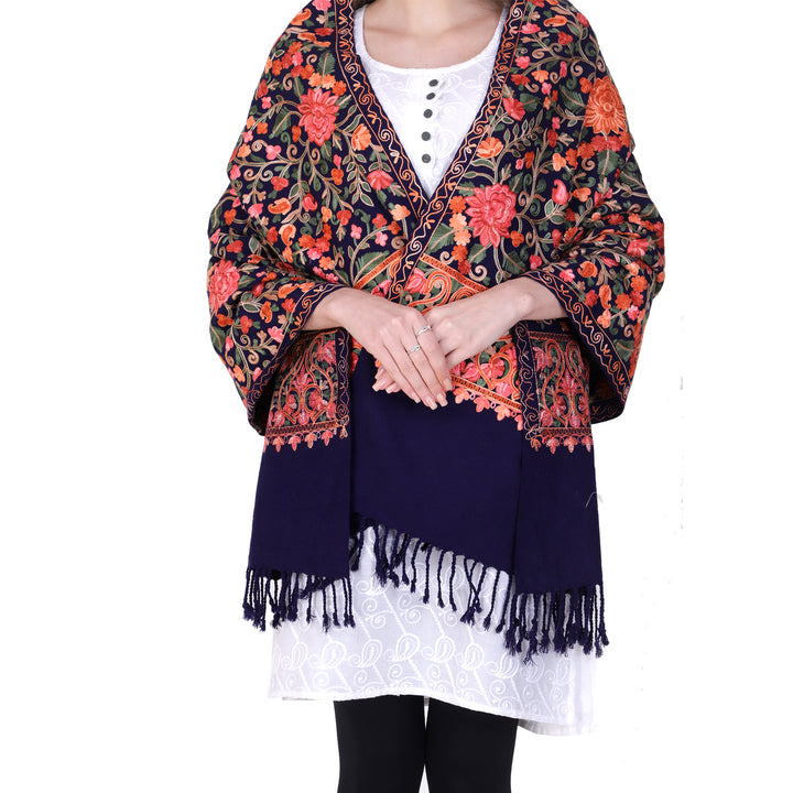 Women's Aari Embroidered Wool Stole