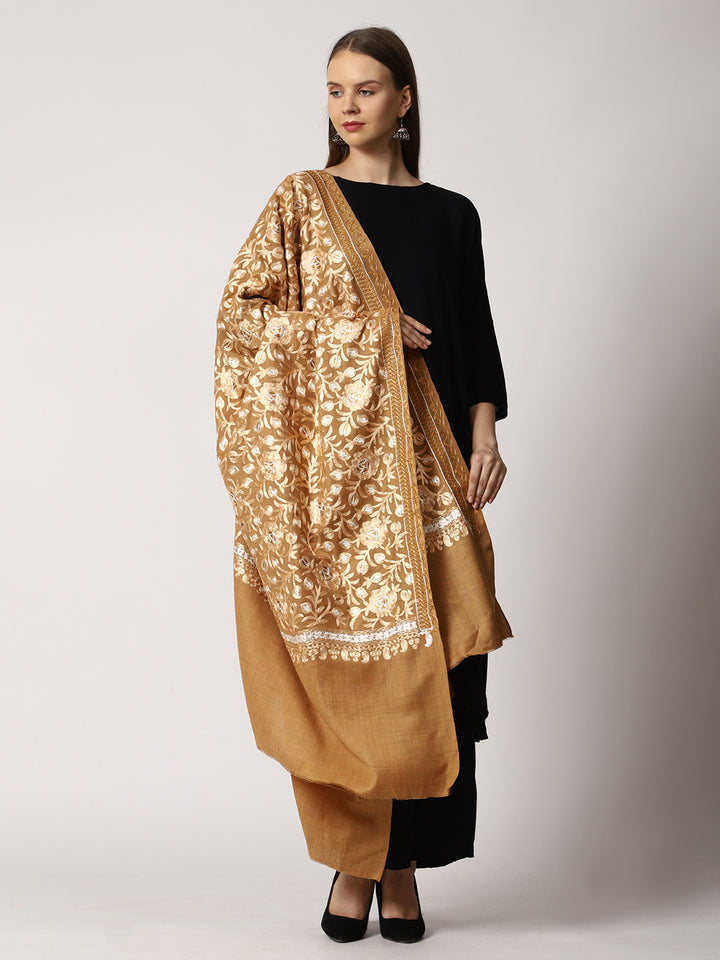 Women's Aari Embroidered Wool Shawl