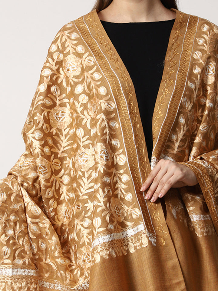 Women's Aari Embroidered Wool Shawl