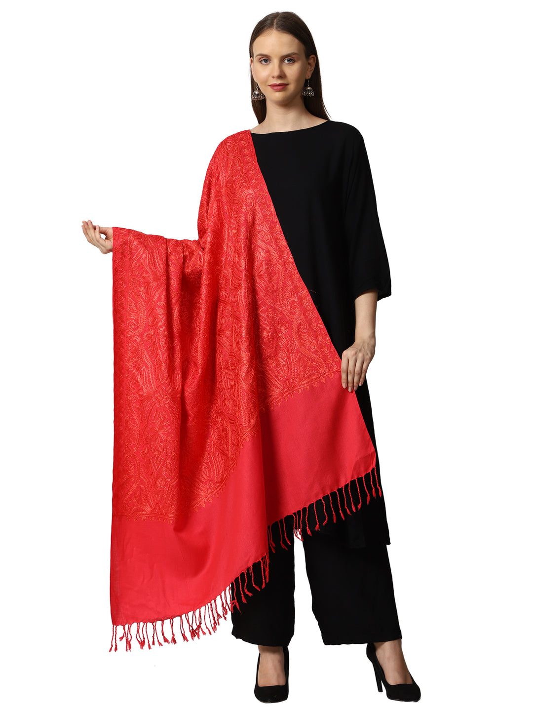 Women's Aari Embroidered Wool Shawl