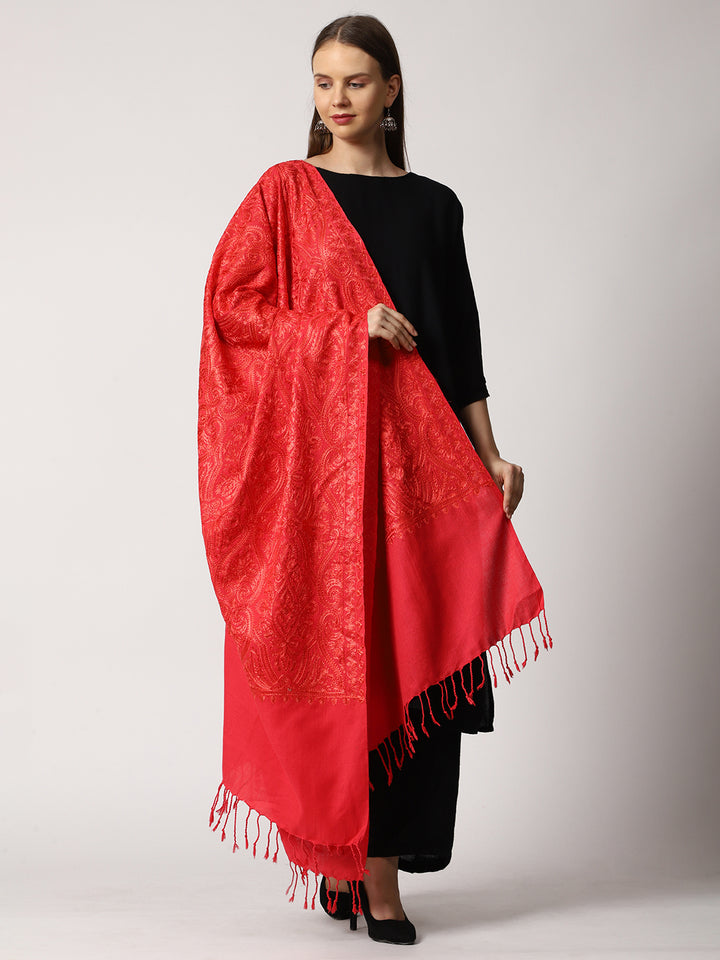 Women's Aari Embroidered Wool Shawl