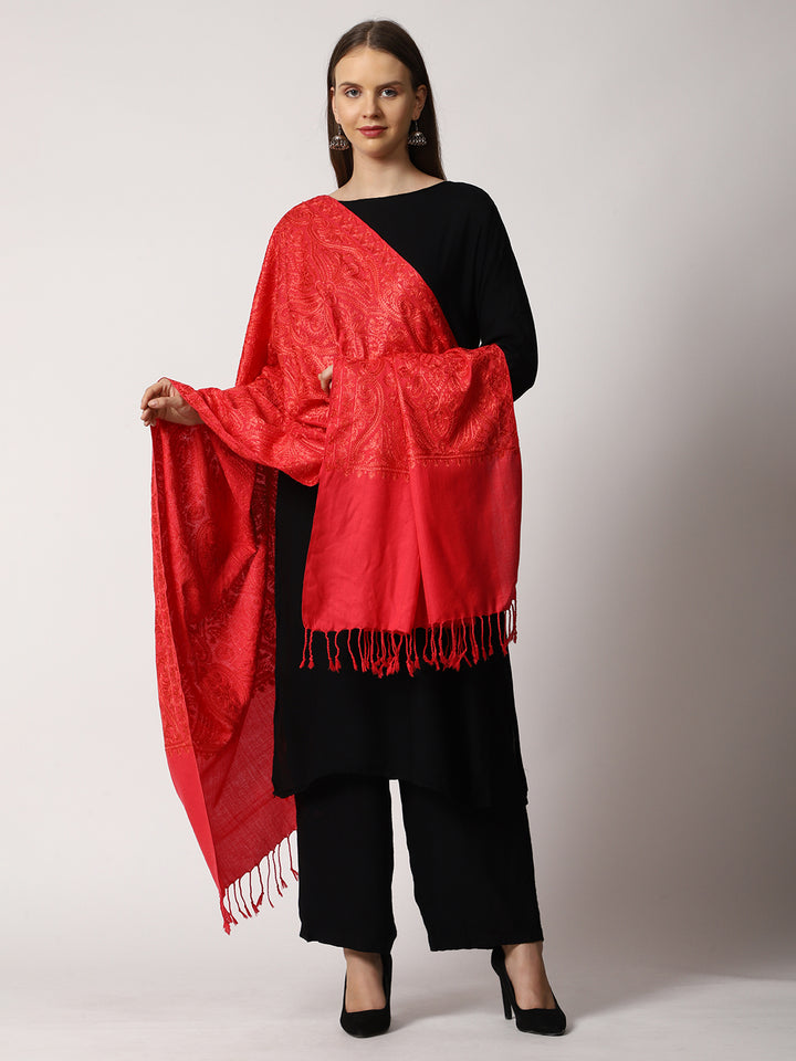 Women's Aari Embroidered Wool Shawl