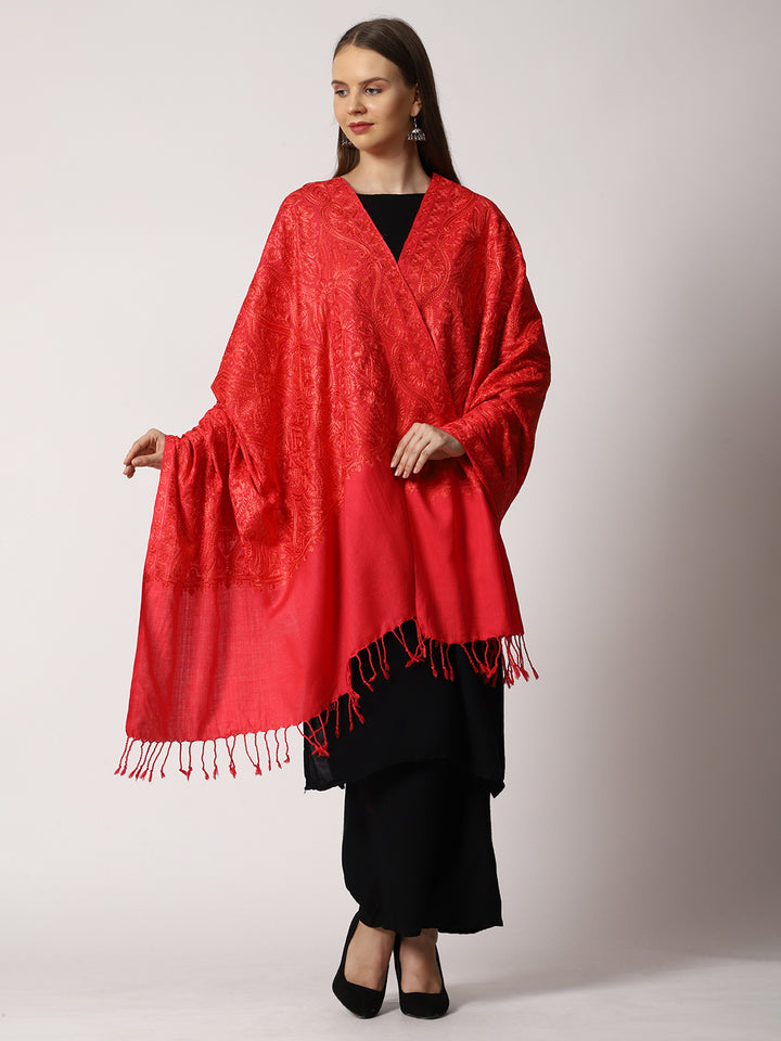 Women's Aari Embroidered Wool Shawl