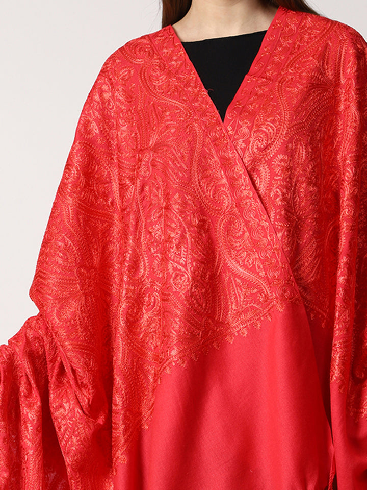 Women's Aari Embroidered Wool Shawl