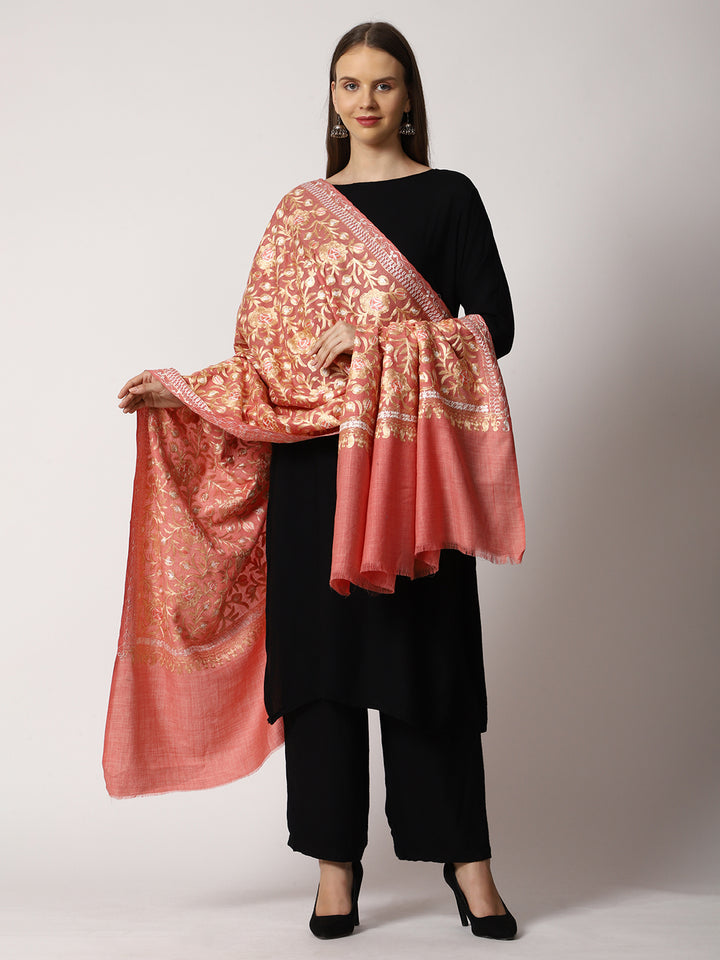 Women's Aari Embroidered Wool Shawl