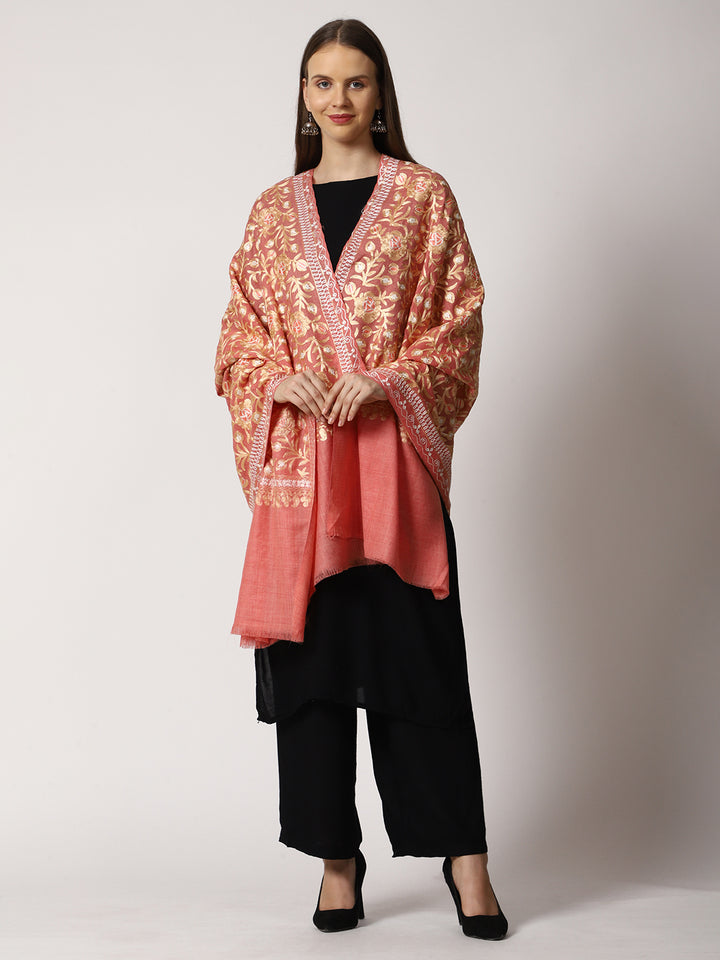 Women's Aari Embroidered Wool Shawl