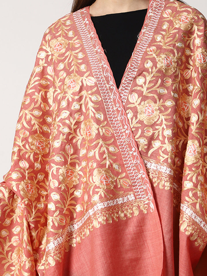 Women's Aari Embroidered Wool Shawl
