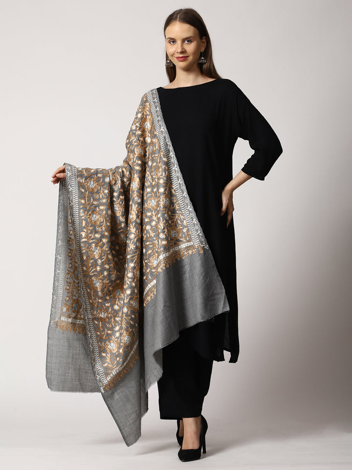 Women's Aari Embroidered Wool Shawl