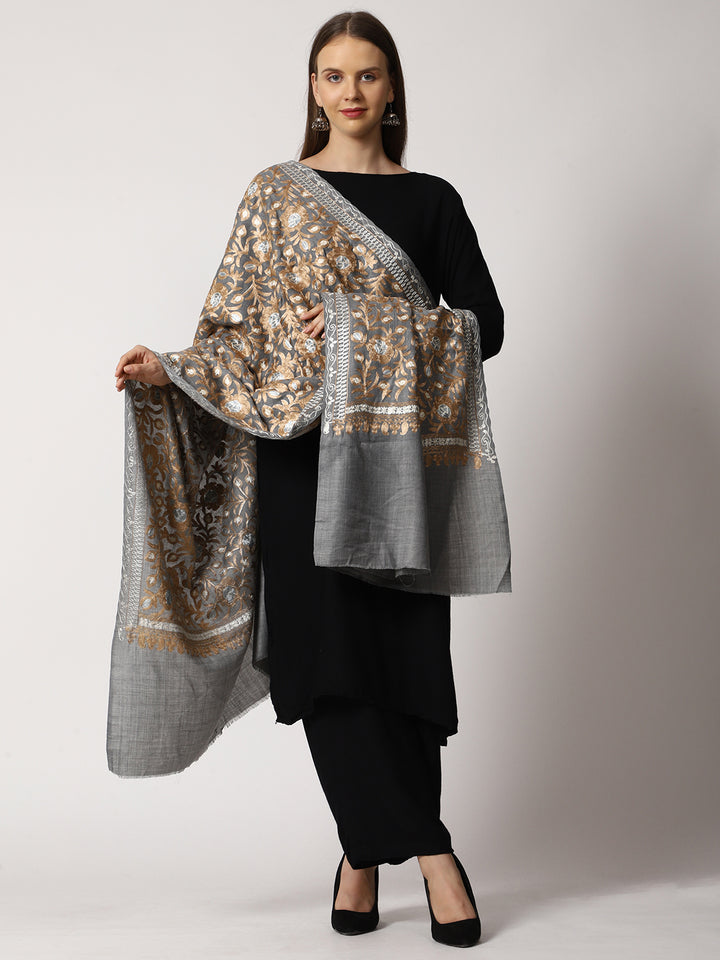 Women's Aari Embroidered Wool Shawl