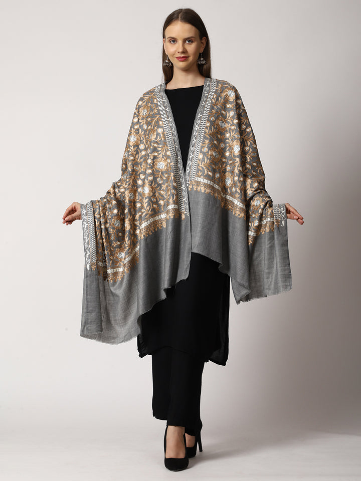 Women's Aari Embroidered Wool Shawl