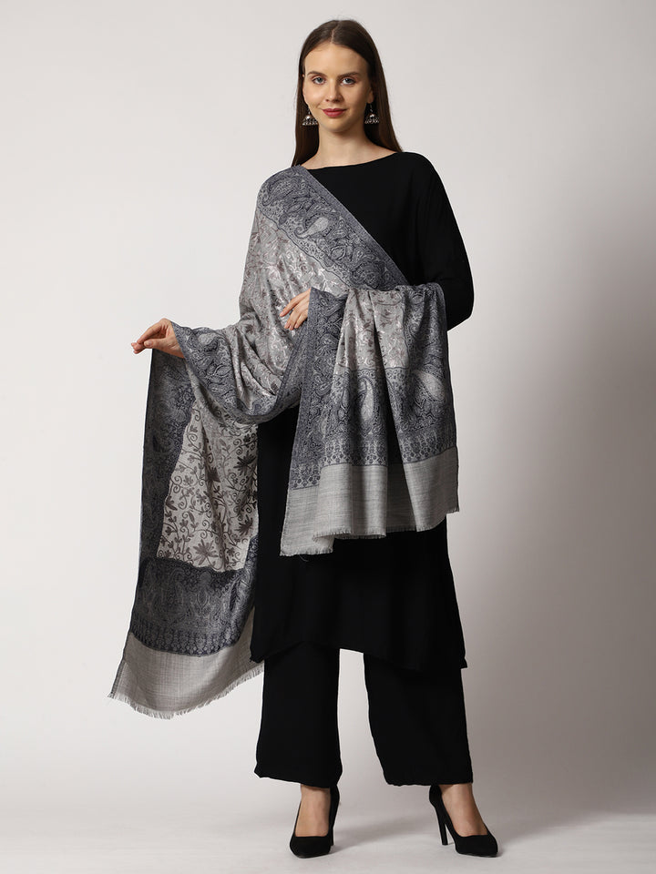 Women's Jamawar Aari Embroidered Wool Shawl