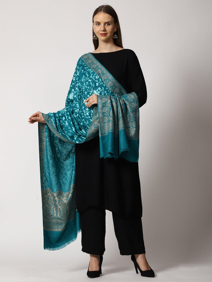 Women's Jamawar Aari Embroidered Wool Shawl