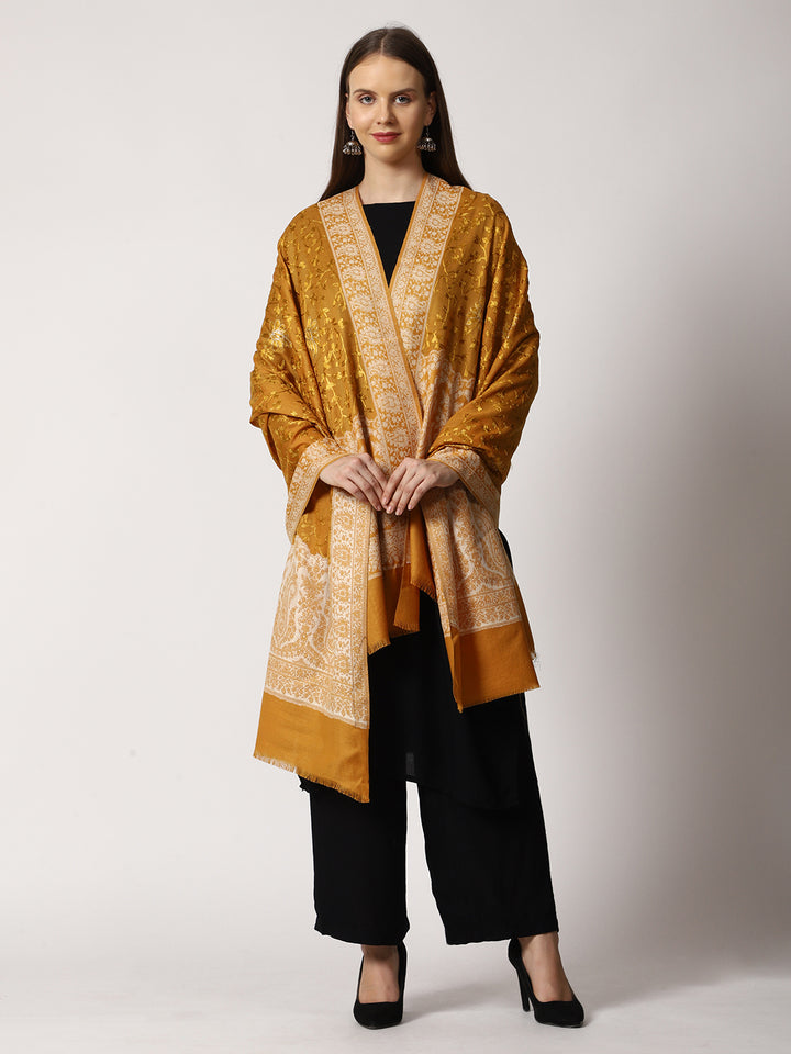 Women's Jamawar Aari Embroidered Wool Shawl