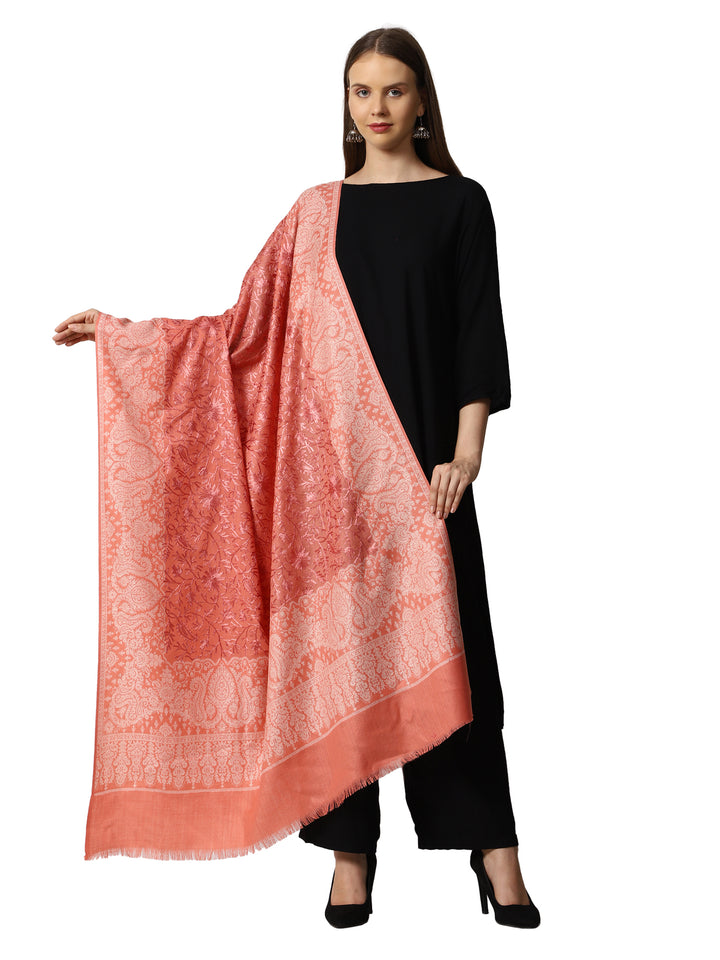Women's Jamawar Aari Embroidered Wool Shawl
