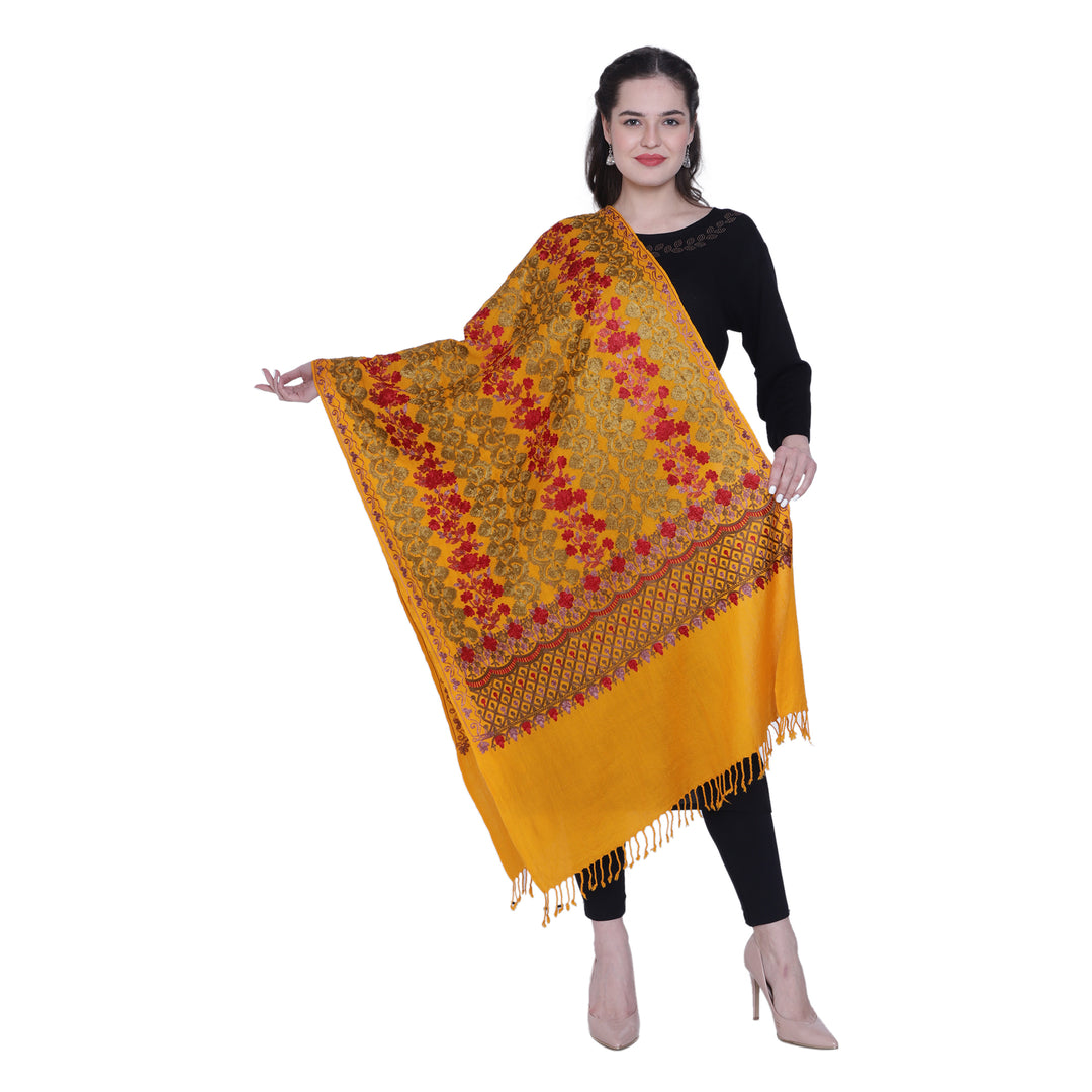 Women's Aari Embroidered Pure Wool Stole