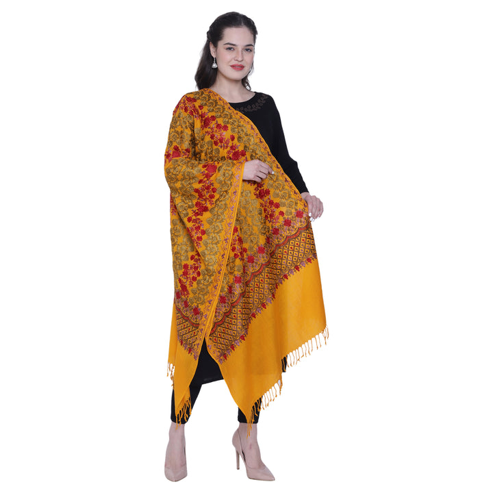 Women's Aari Embroidered Pure Wool Stole