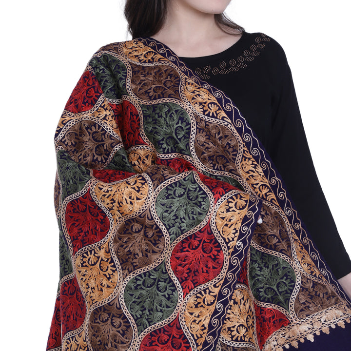 Women's Aari Embroidered Wool Stole
