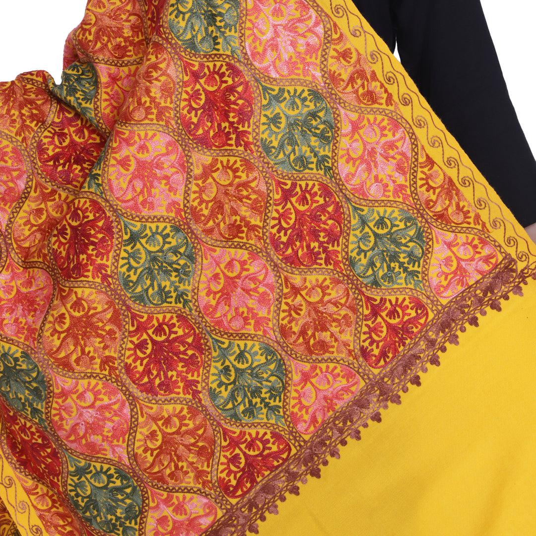 Women's Aari Embroidered Wool Stole