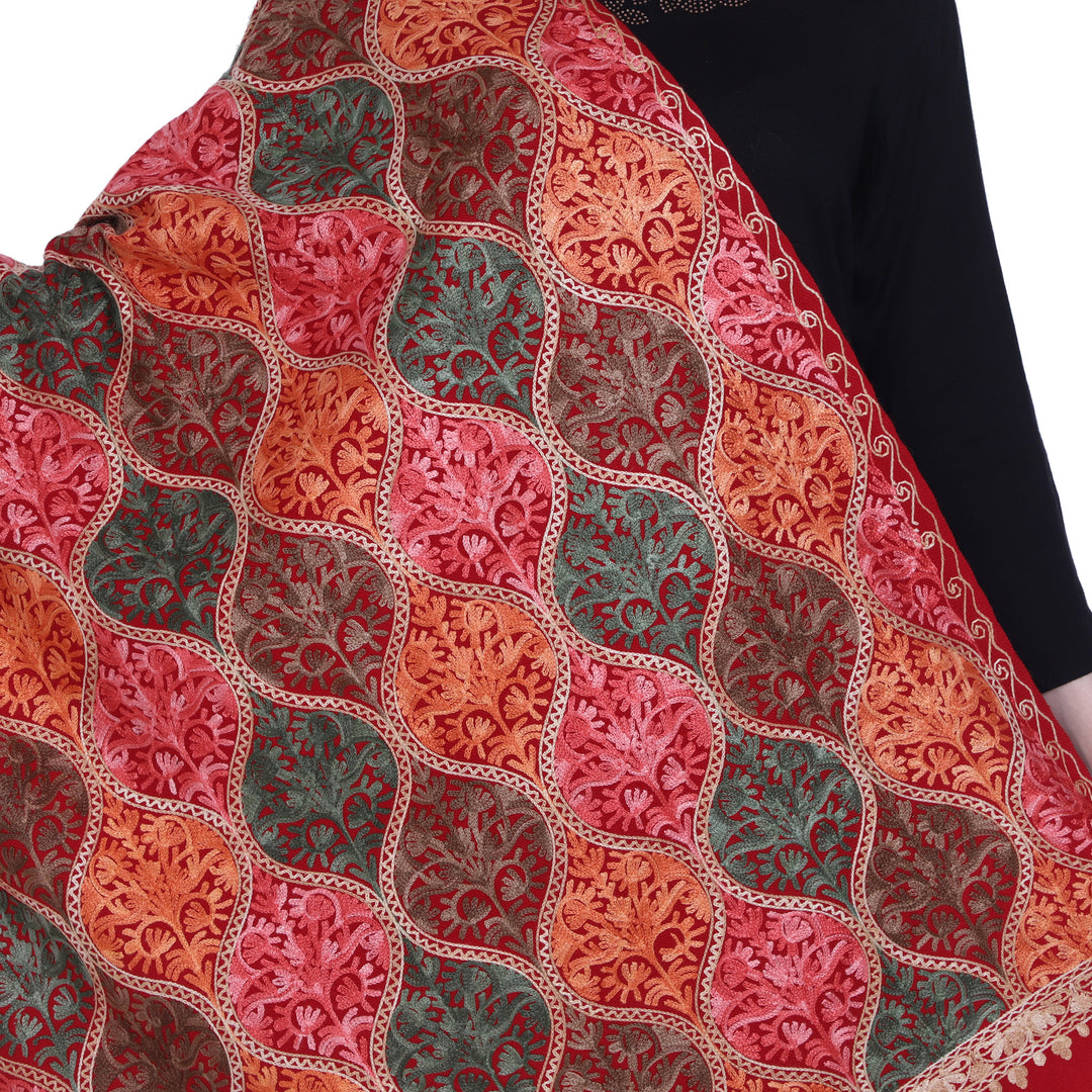 Women's Aari Embroidered Wool Stole