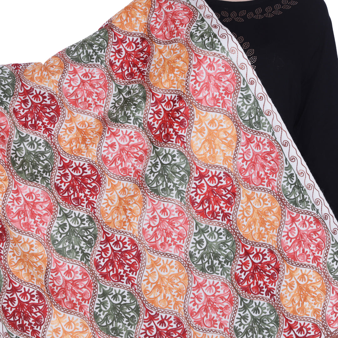 Women's Aari Embroidered Wool Stole