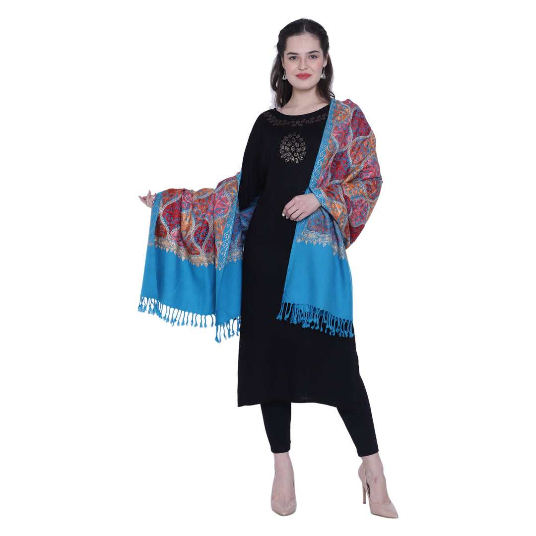 Women's Aari Embroidered Wool Stole