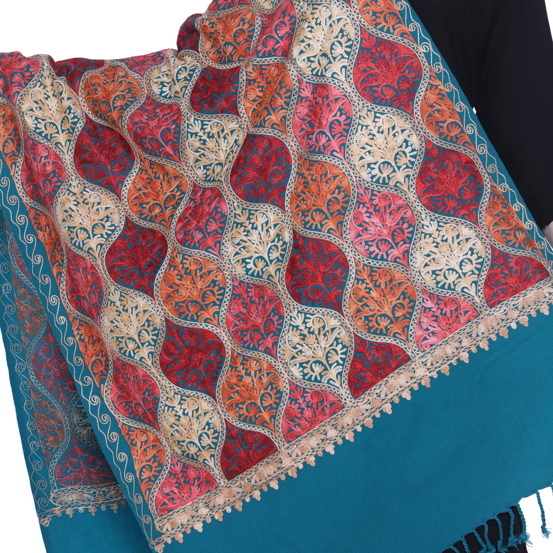 Women's Aari Embroidered Wool Stole