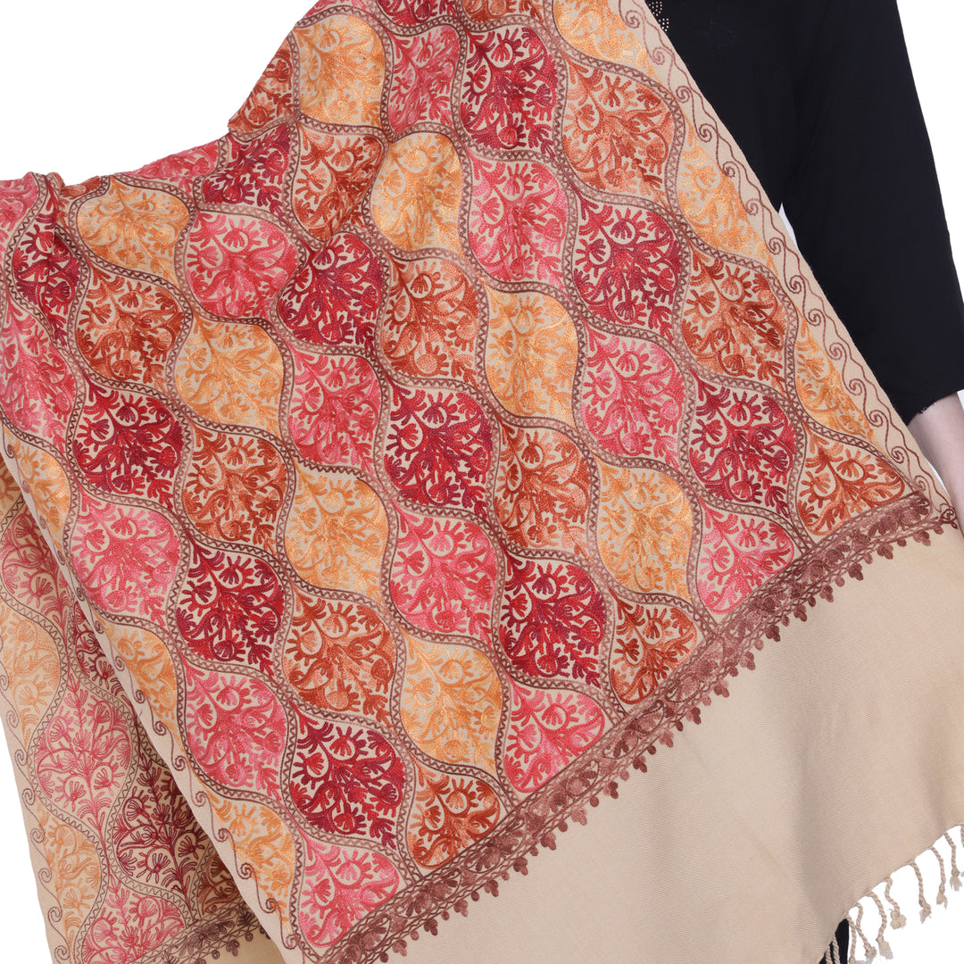 Women's Aari Embroidered Wool Stole
