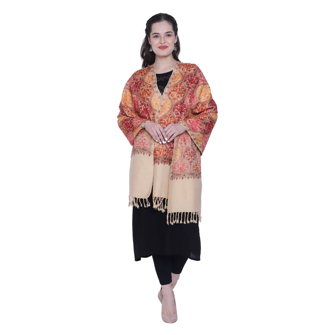 Women's Aari Embroidered Wool Stole