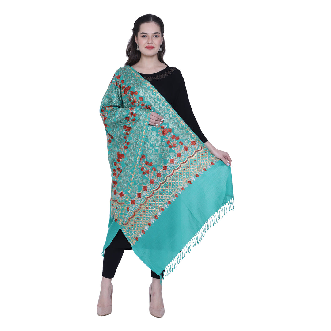 Women's Aari Embroidered Pure Wool Stole