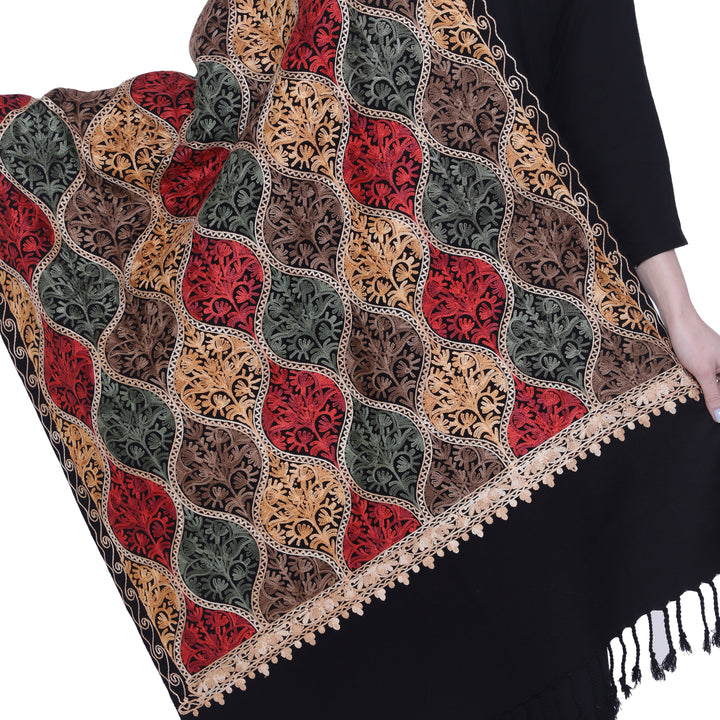 Women's Aari Embroidered Wool Stole