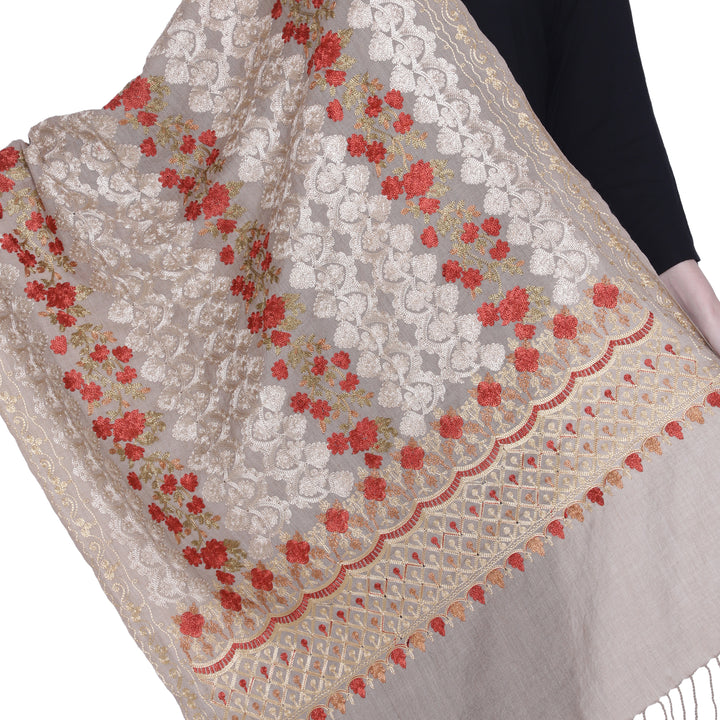 Women's Aari Embroidered Pure Wool Stole