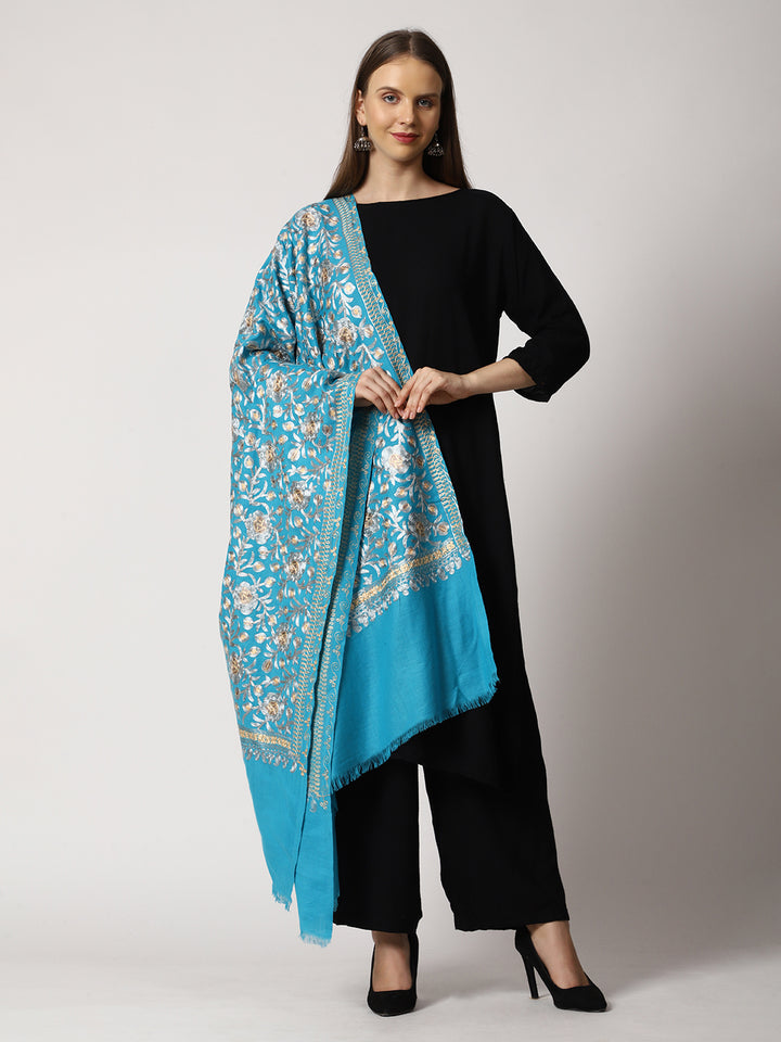 Women's Aari Embroidered Wool Shawl