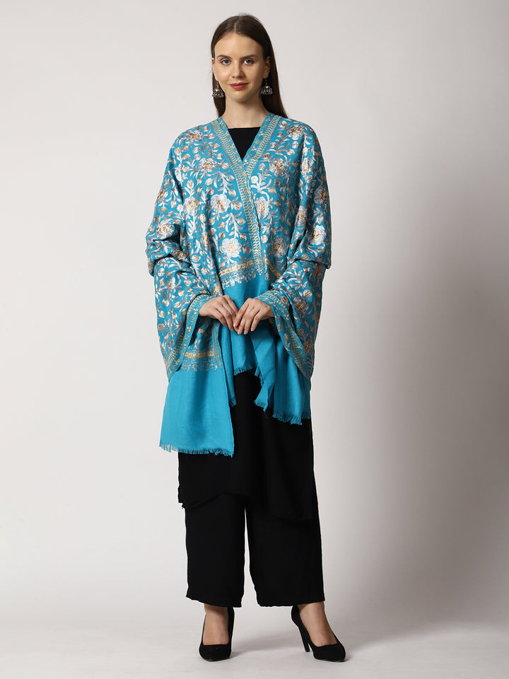 Women's Aari Embroidered Wool Shawl