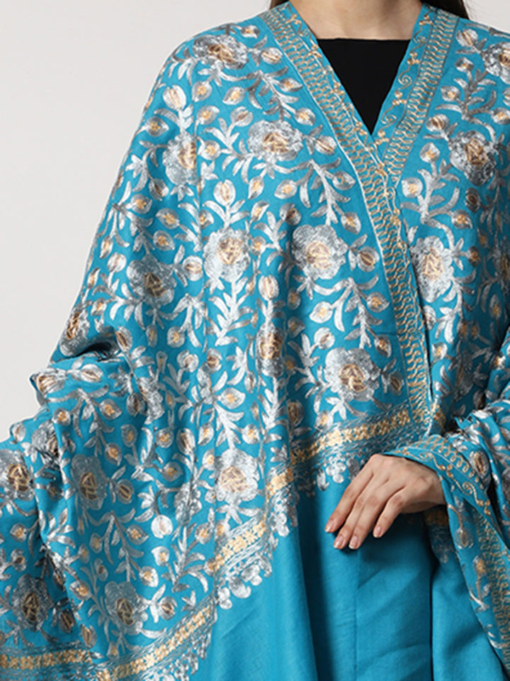 Women's Aari Embroidered Wool Shawl