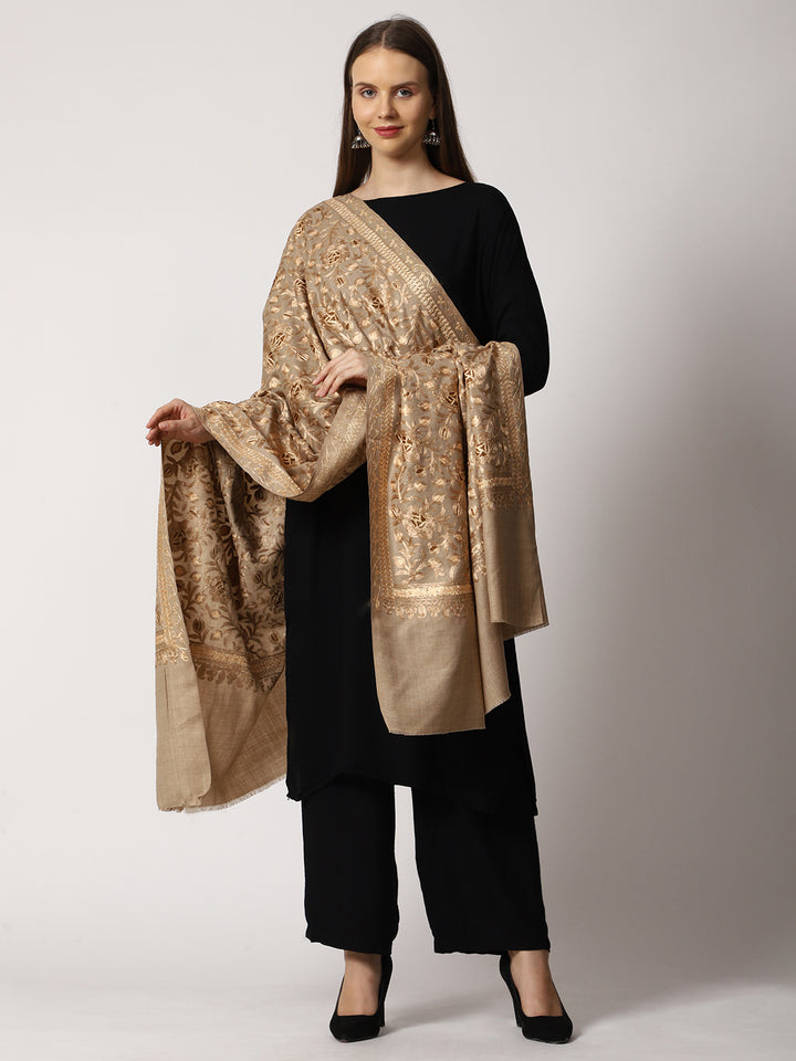 Women's Aari Embroidered Wool Shawl