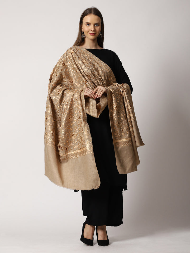 Women's Aari Embroidered Wool Shawl
