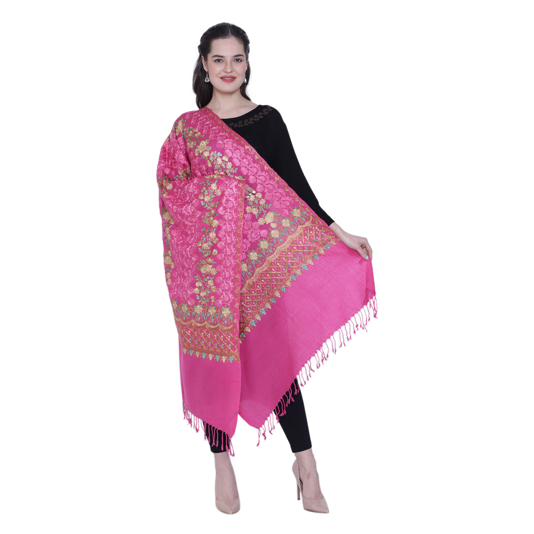 Women's Aari Embroidered Pure Wool Stole
