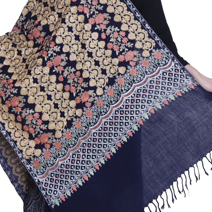 Women's Aari Embroidered Pure Wool Stole