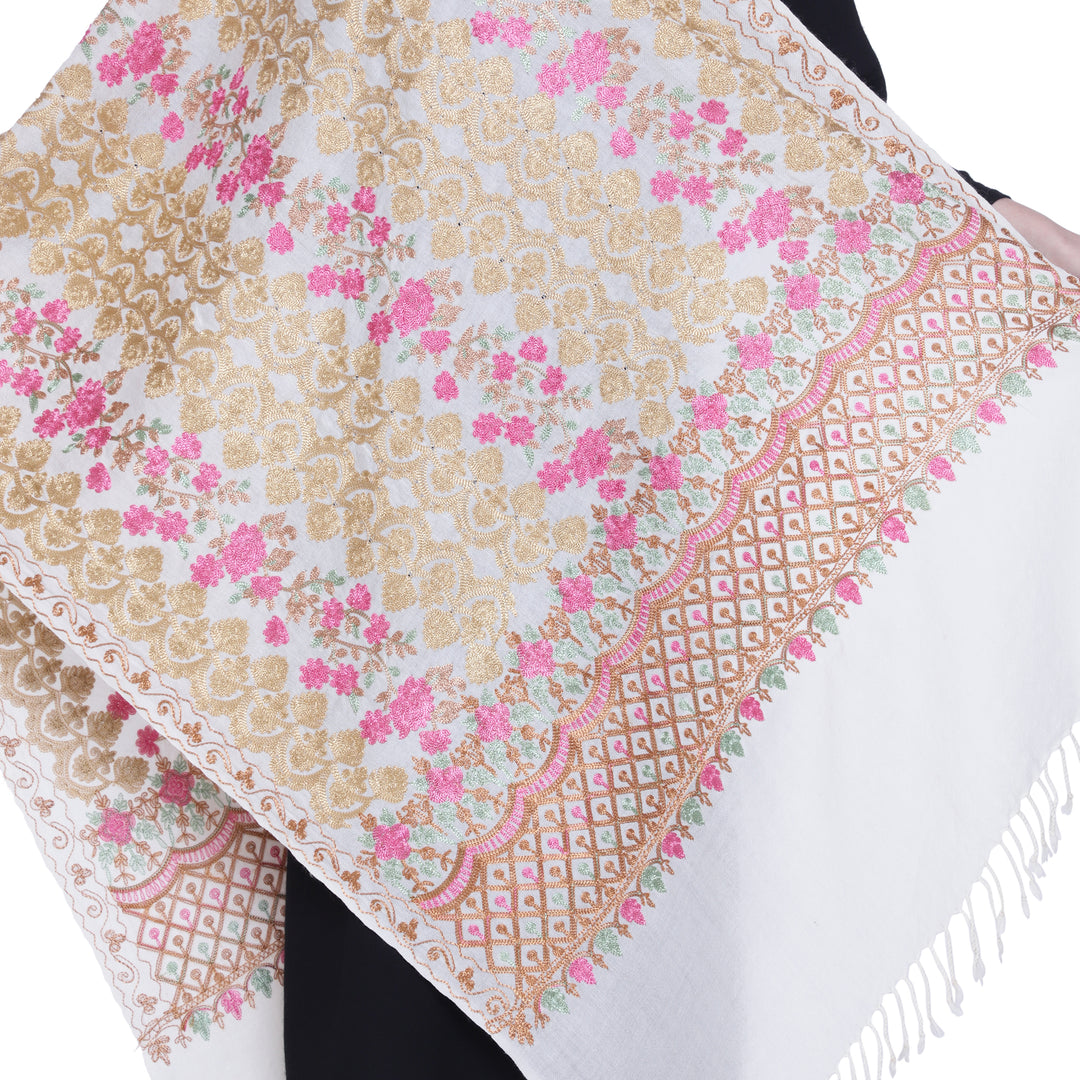 Women's Aari Embroidered Pure Wool Stole