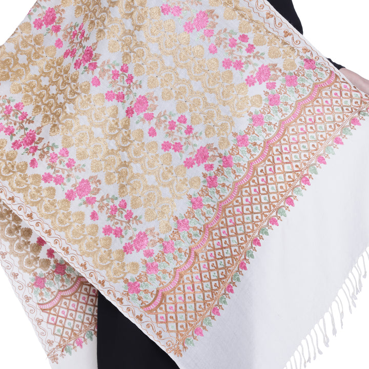 Women's Aari Embroidered Pure Wool Stole