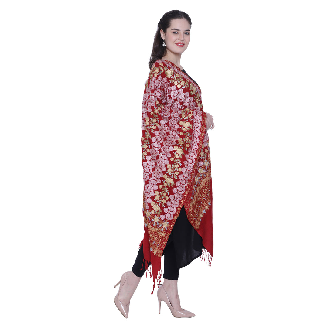 Women's Aari Embroidered Pure Wool Stole