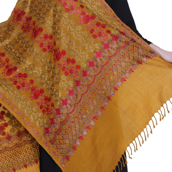 Women's Aari Embroidered Pure Wool Stole